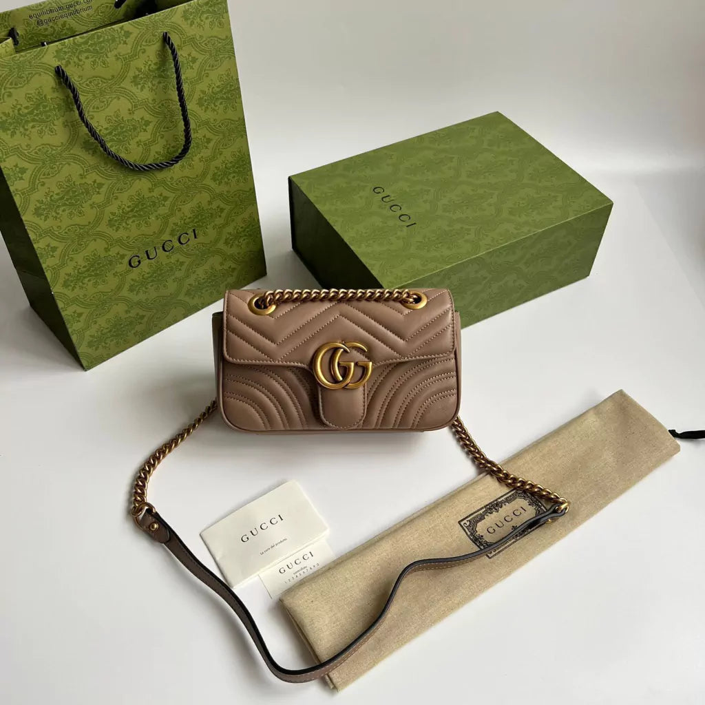Bag Gucci Marmont Matelassê Brown Sml
