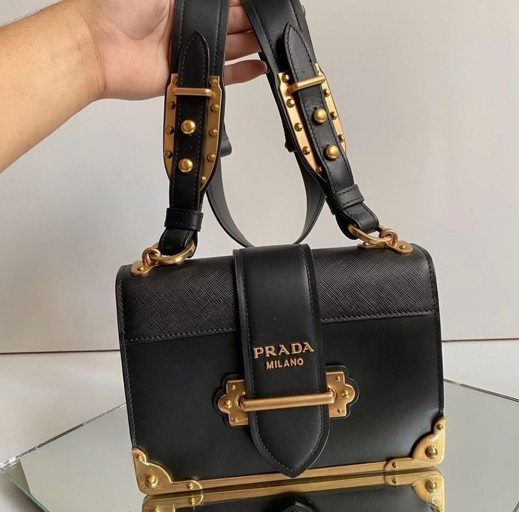 BAG PRADA ITALY BLACK AND GOLD