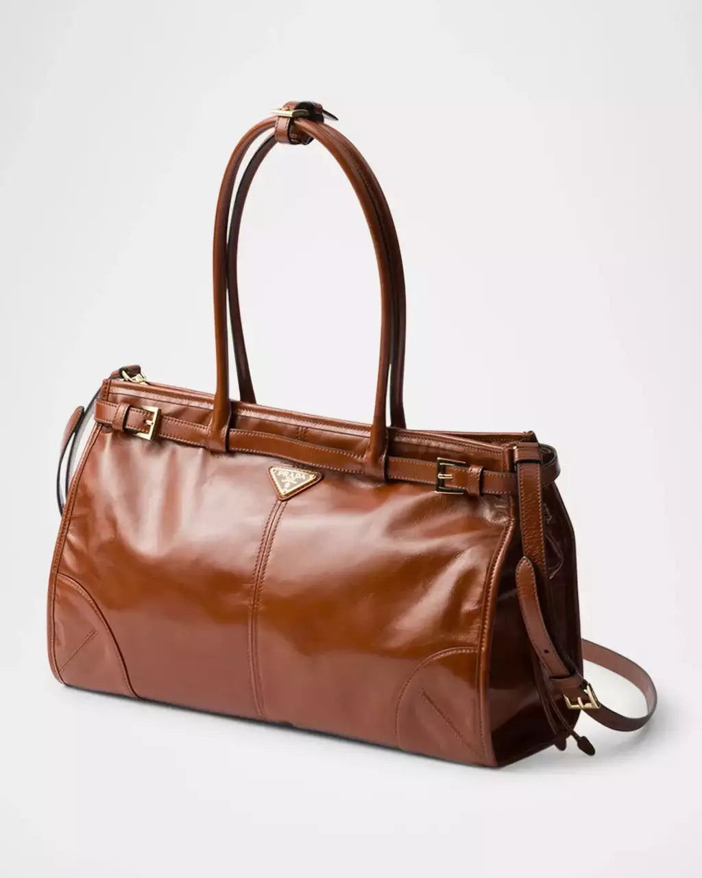 Bag Medium Bonnie Large Buckle Leather Shoulder Brown