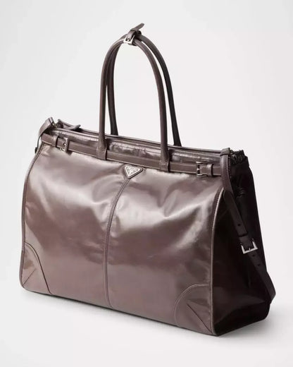 Bag Leather Tote Prada Brown