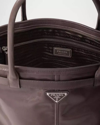 Bag Leather Tote Prada Brown